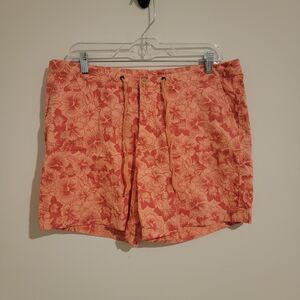 Flyshacker Womens Shorts Floral Size Large L Drawstring‎ Beach Vacation Chino